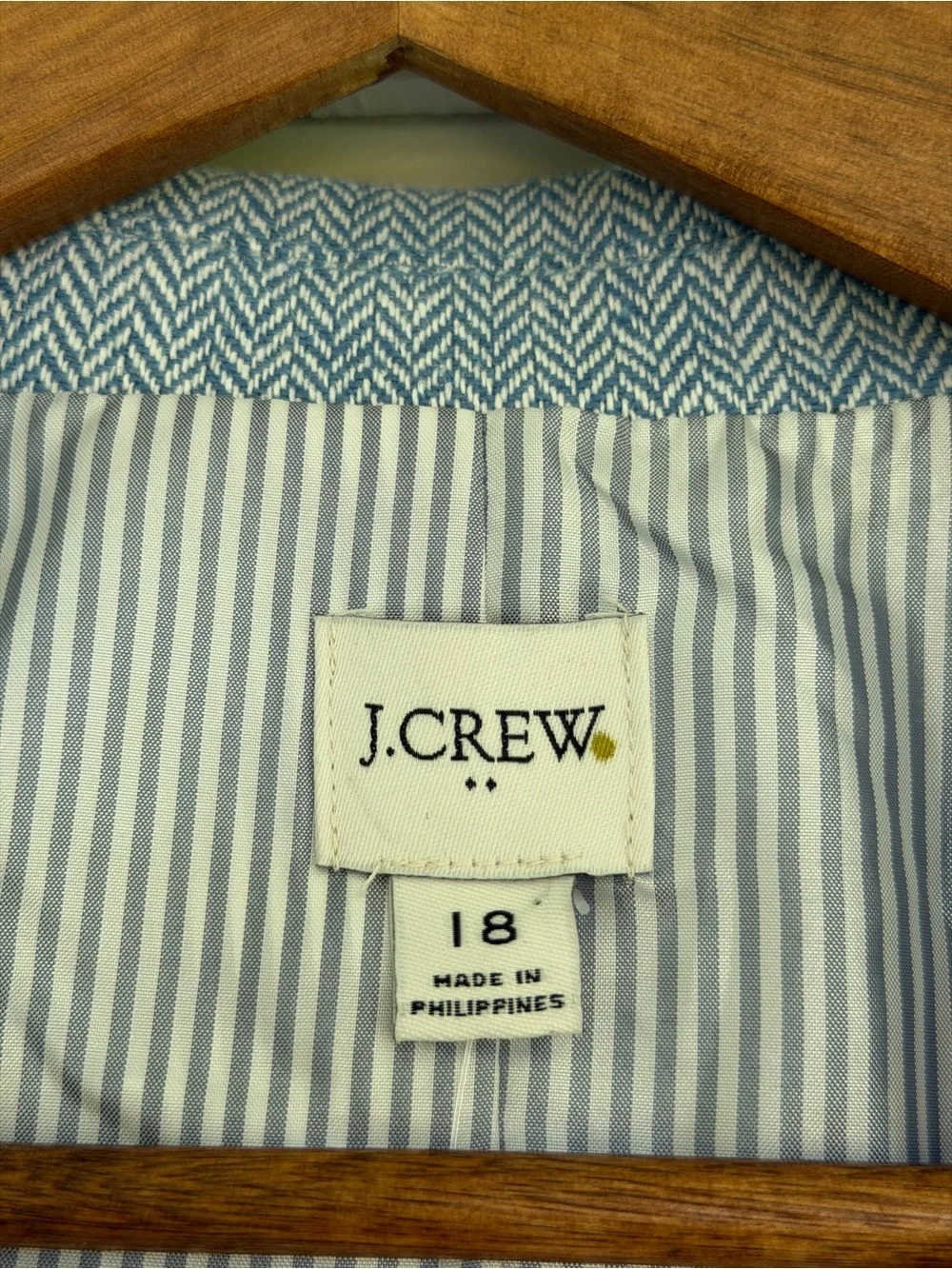 J.Crew Women’s Blue Herringbone Linen Blend Blazer Jacket Size 18 NWT